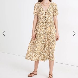Madewell Button Front Midi Dress In Batik Vine